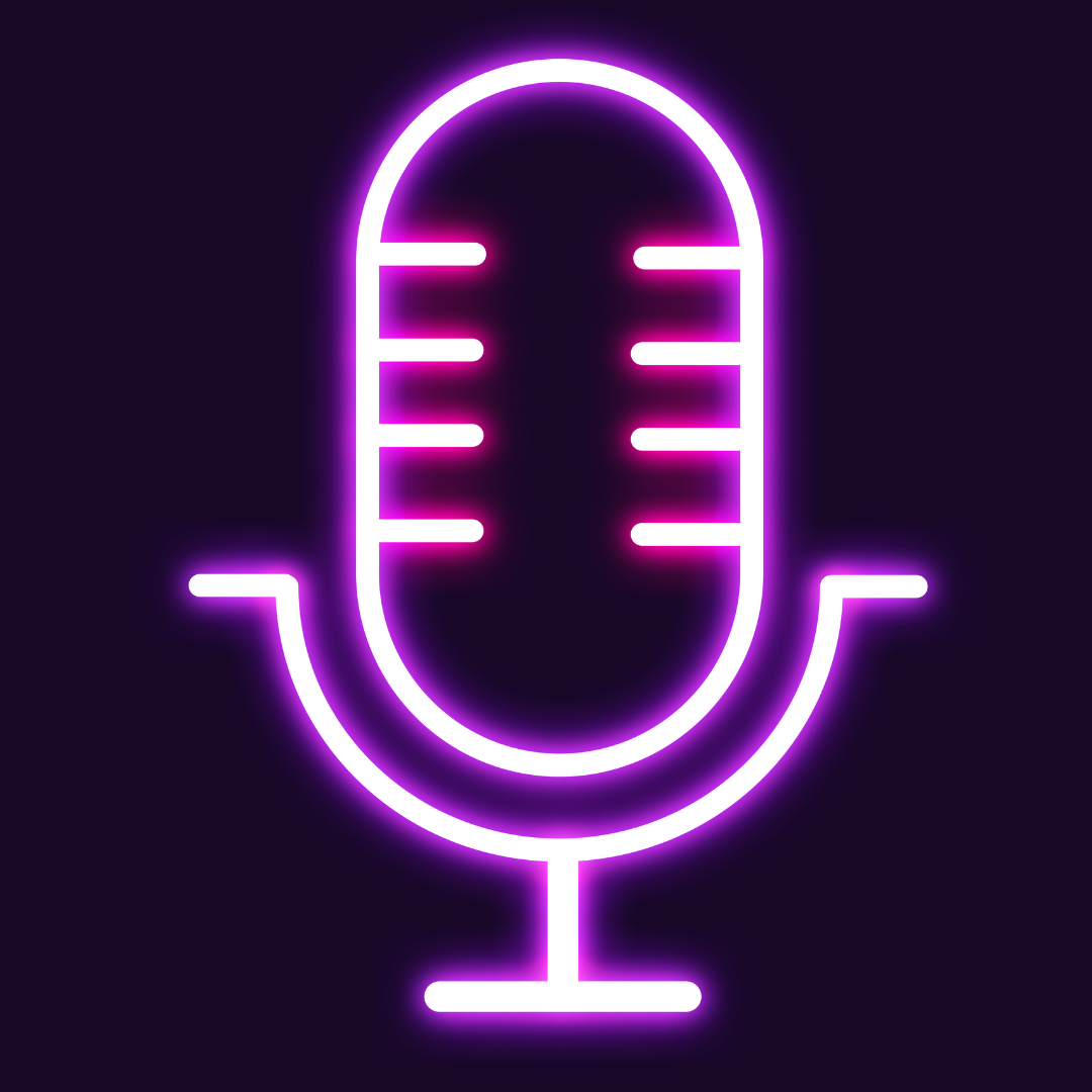 Neon image of an illustrated microphone